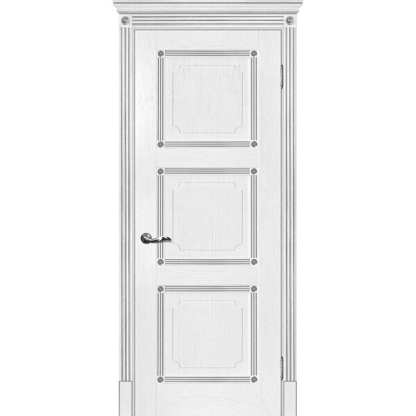 Межкомнатная дверь Graf Флоренция-4 пломбир, патина серебро (2000 х 900)