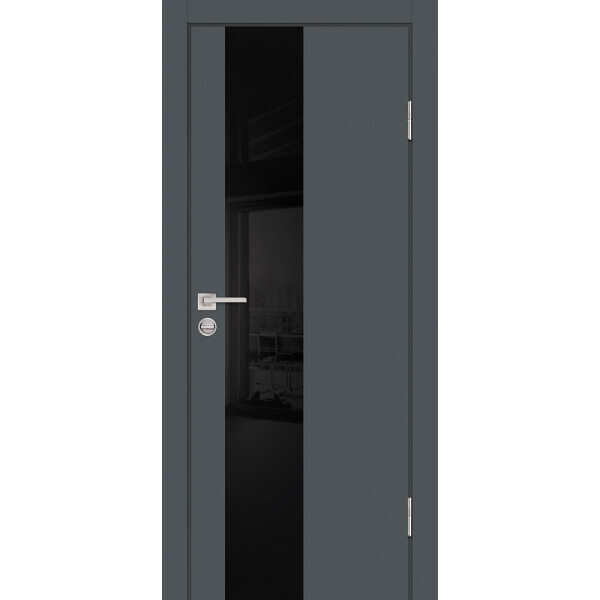 Межкомнатная дверь Graf P-6 черный лакобель Графит (2000 х 600)