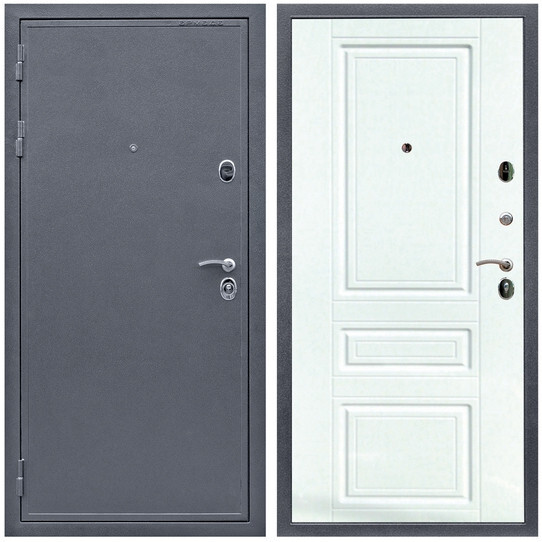 Дверь входная Graf Лондон 2 Антик серебро / МДФ 16 мм ФЛ-243 Ясень белый