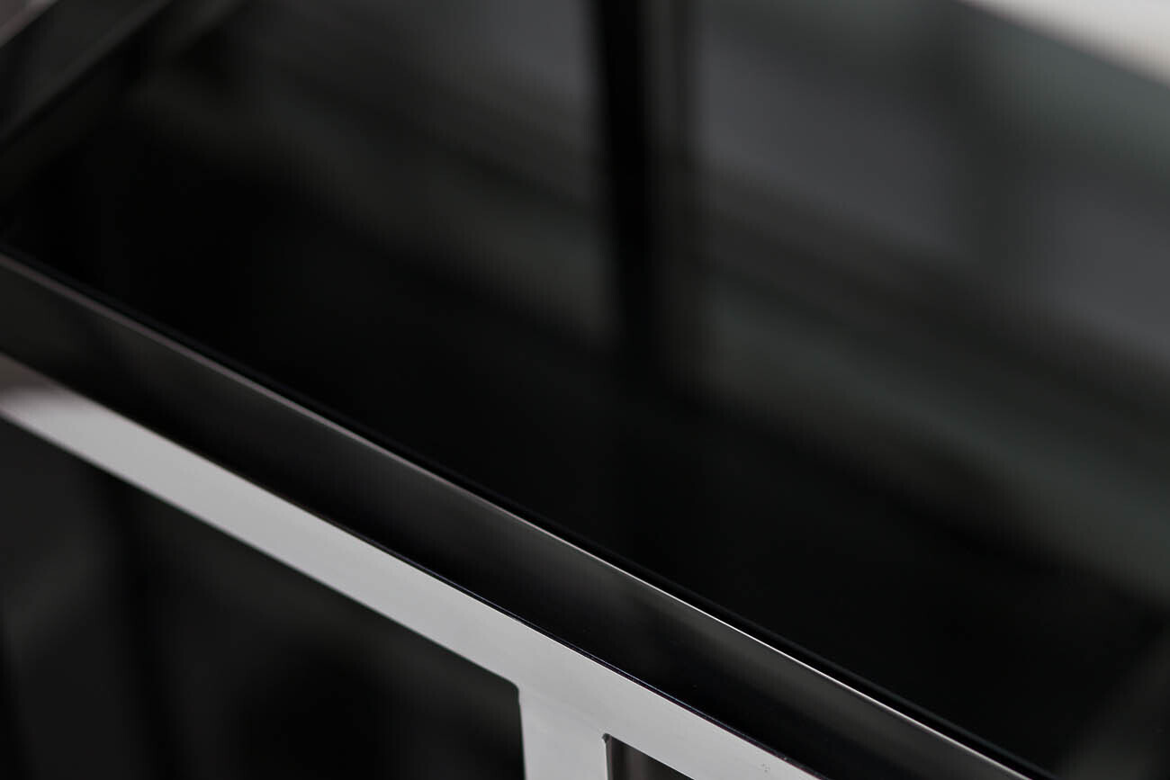 Стеллаж с черным стеклом (хром) Garda Decor 46AS-SH1076-SILVER