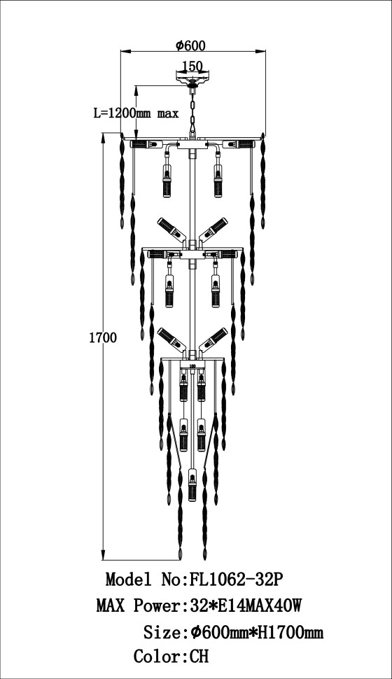 Люстра подвесная Fluorite FL1062-32P