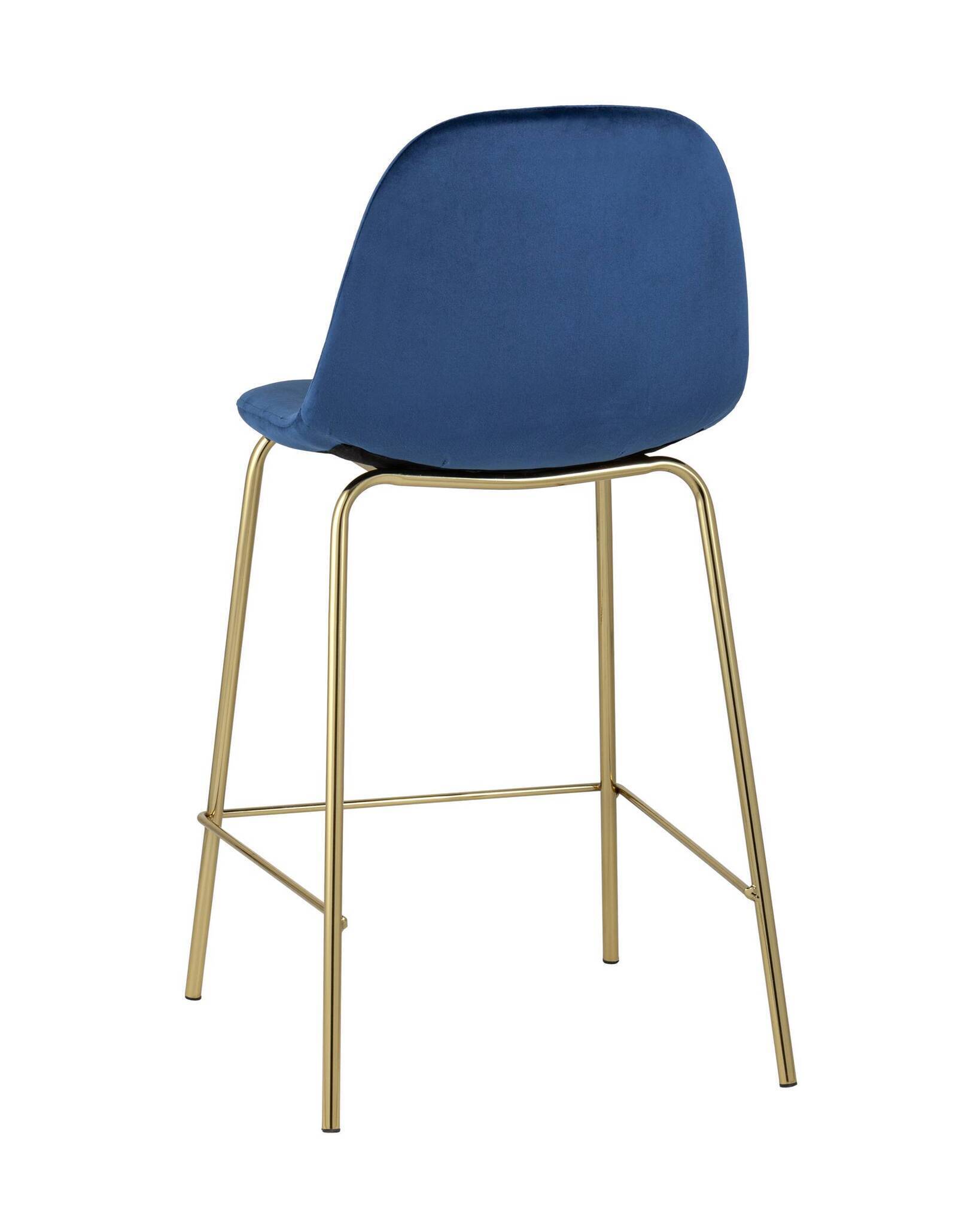 Стул полубарный Валенсия велюр синий золотые ножки Stool Group