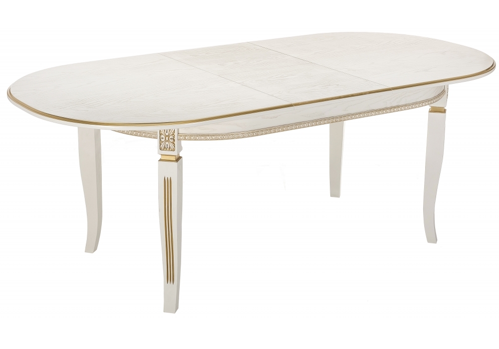 Стол деревянный Woodville Aviano 160(205)х100х76 молочный с патиной 438342