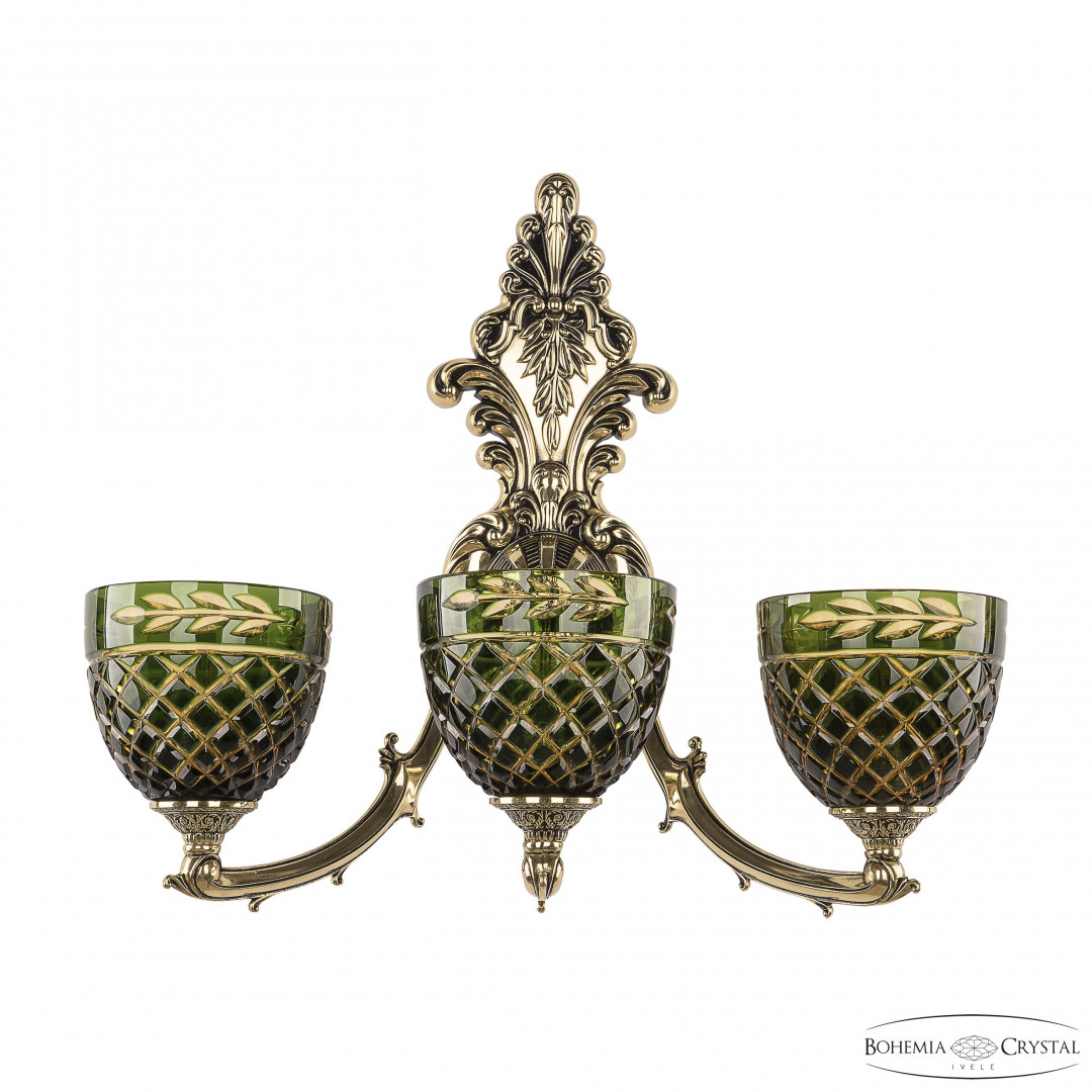 Бра бронзовые с хрусталём 7211B15/3/210 GB P1 U Amber-Green/H-1J