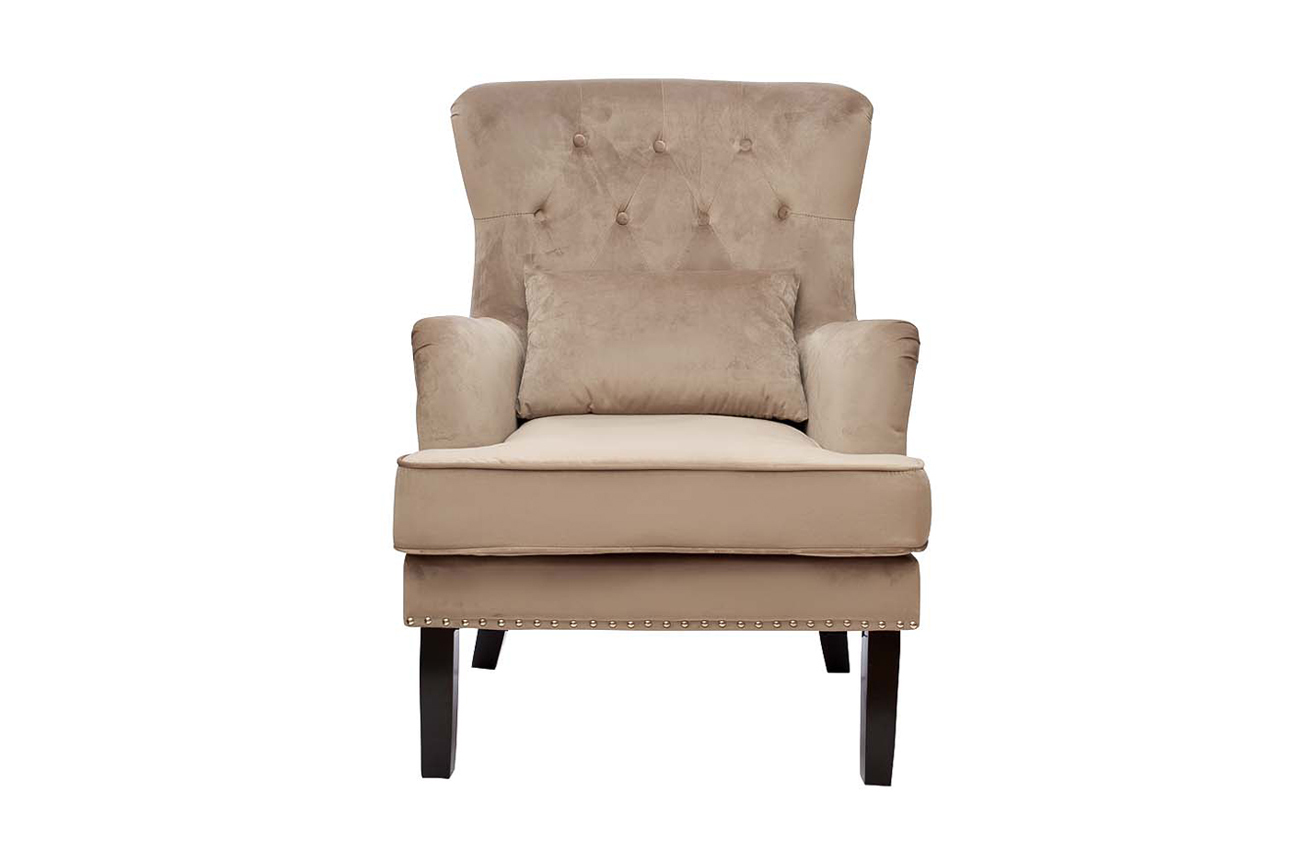 Кресло велюровое бежевое (с подушкой) Garda Decor 24YJ-7004-06413/1