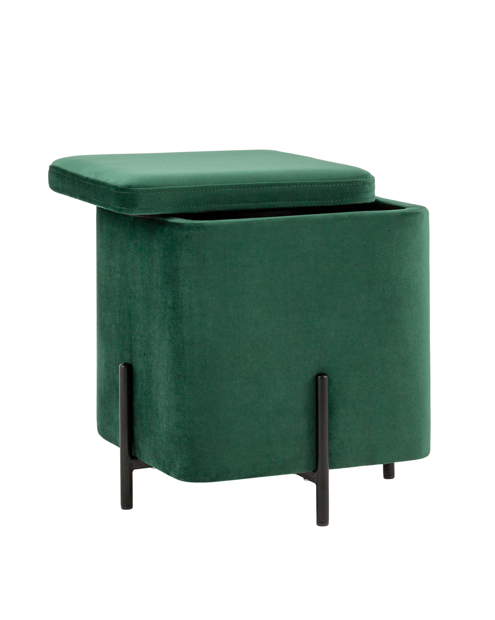 Пуф Грейс квардрат с ящиком велюр зелёный Stool Group