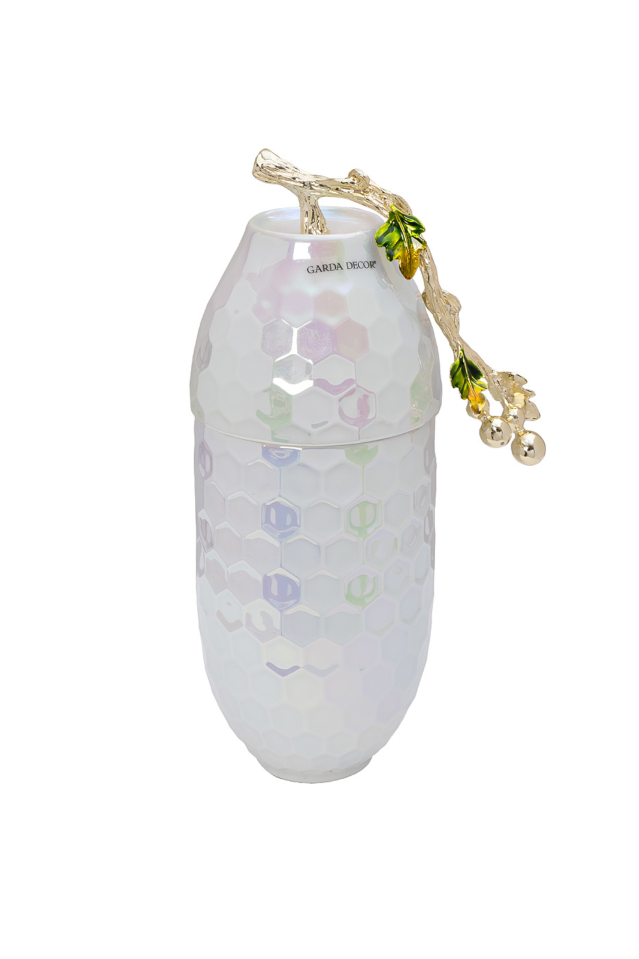 Ваза керамическая с крышкой перламутровая Garda Decor 55RD6396L