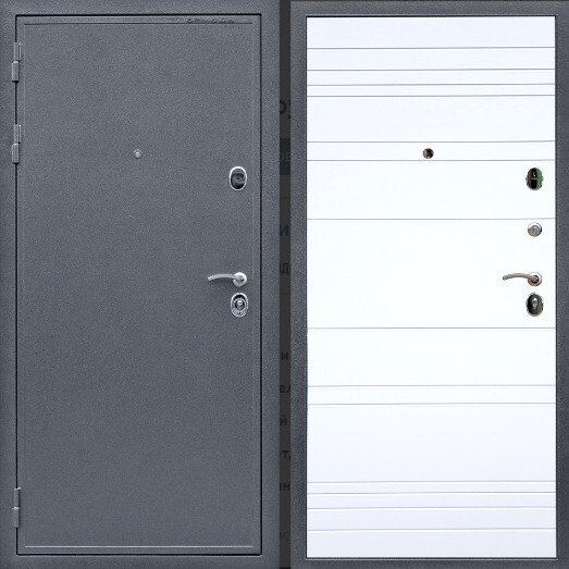 Дверь входная Graf Престиж Антик серебро / МДФ 6 мм ФЛ Дуб кантри белый горизонт