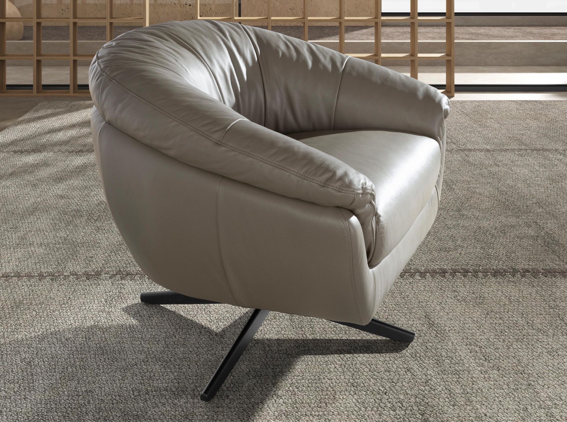 Вращающееся кресло 5138 из серой кожи Angel Cerda