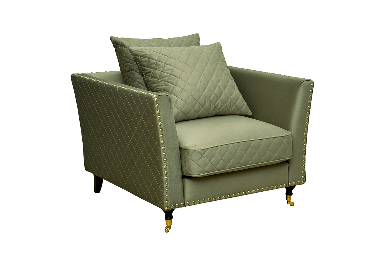 Кресло велюровое оливковое Garda Decor SORRENTO1-Colt1002