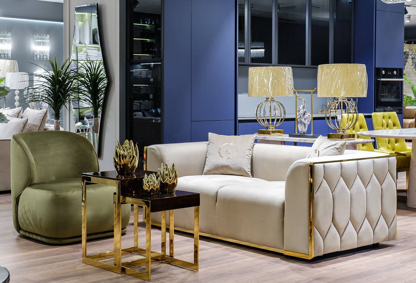 Диван Bern двухместный велюровый бежевый Garda Decor 102AN-DIV-9172-BEG