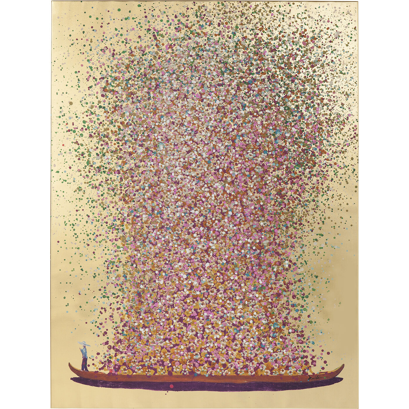 Картина Flower Boat Gold Pink 100x80 см KARE 65740