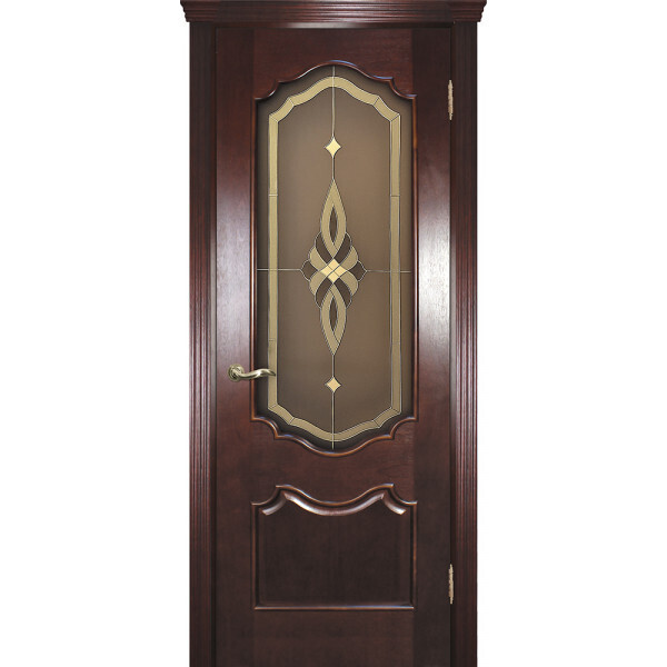 Межкомнатная дверь Graf Фрейм 01 Бронза, пленочный витраж рис. Афродита Красное дерево (2000 х 900)