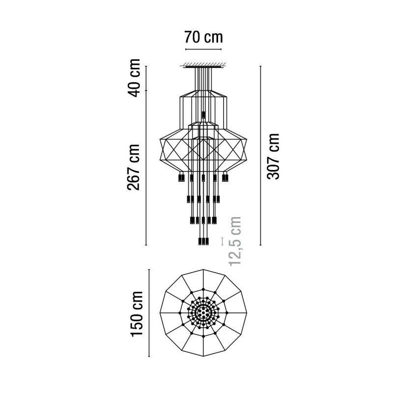 ПОДВЕСНОЙ СВЕТИЛЬНИК VIBIA Wireflow Chandelier 0374