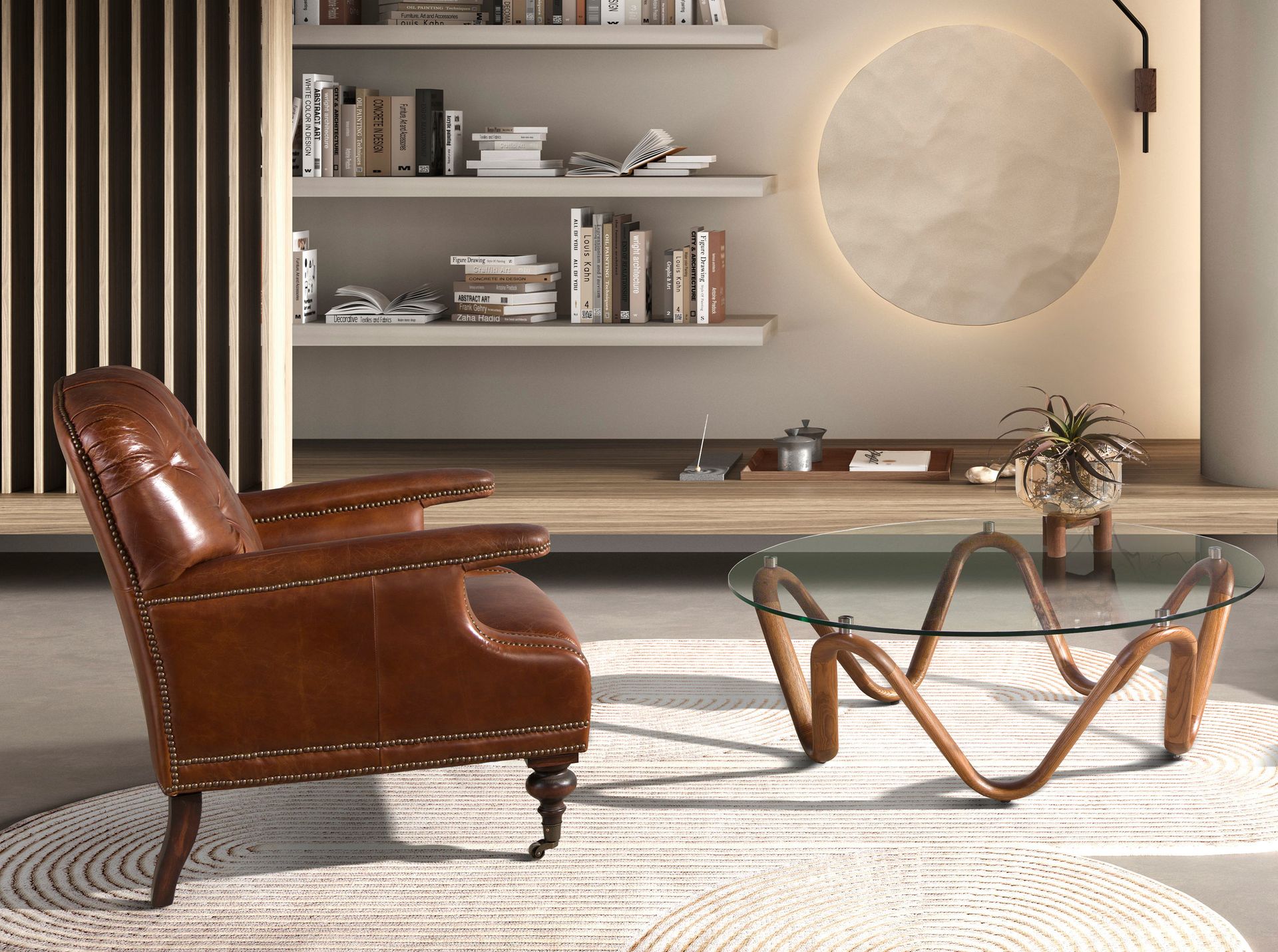 Журнальный столик 2124/CT20048 из стекла и ореха Angel Cerda