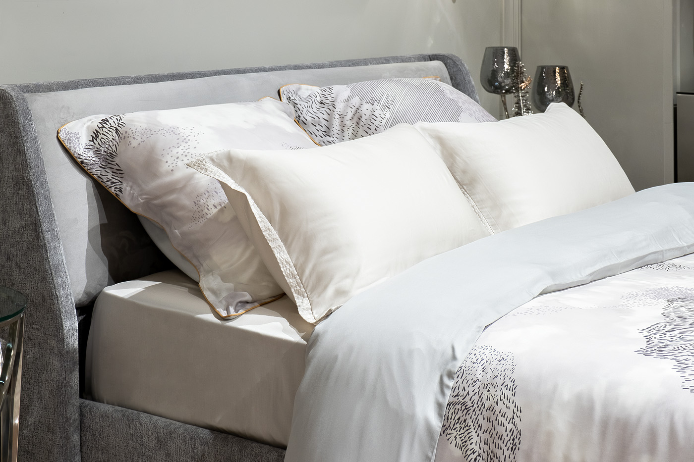 Комплект постельного белья Нувола серый евро с наволочками 70х70см Garda Decor 144HF-12302