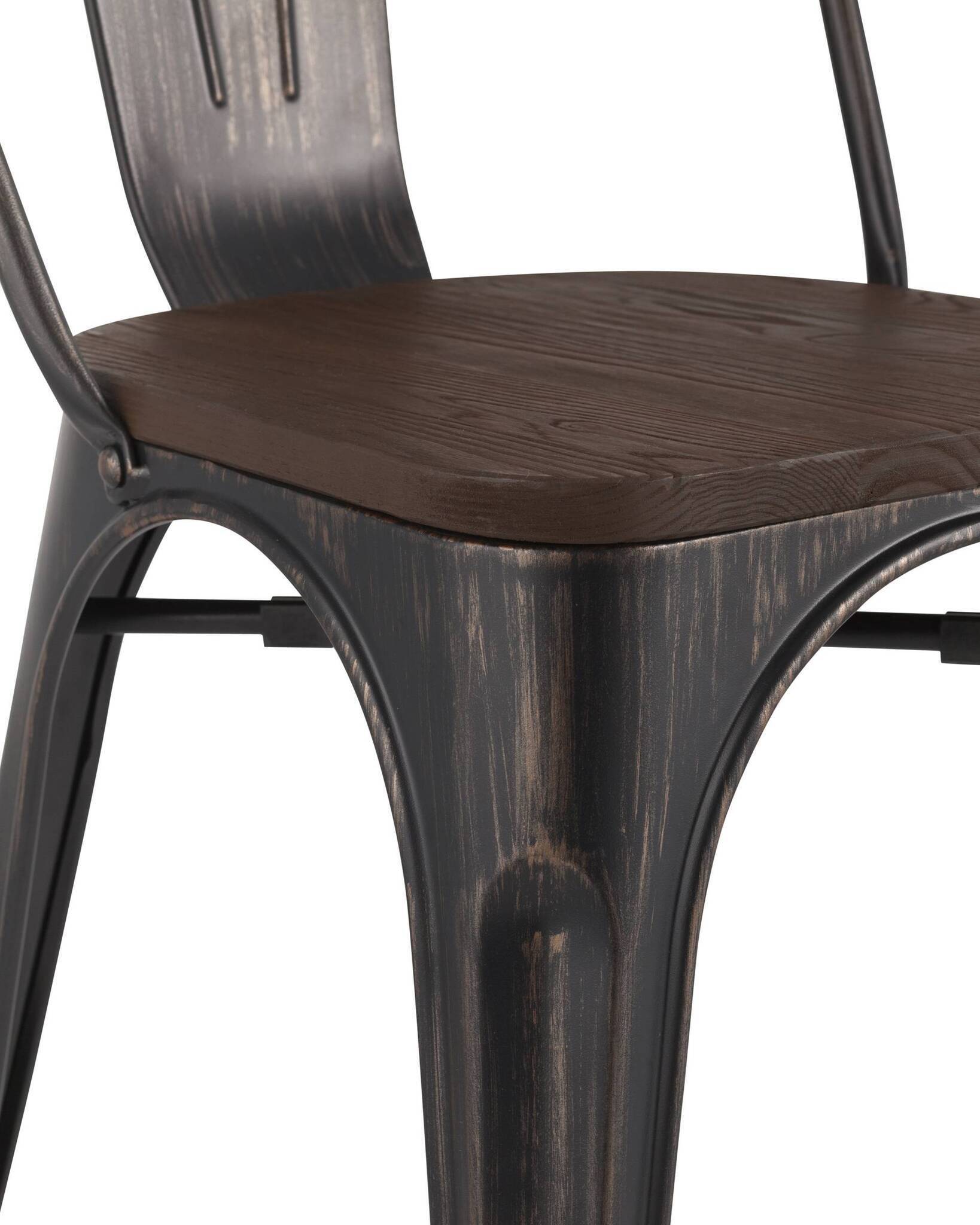 Стул TOLIX WOOD черный патина золото Stool Group