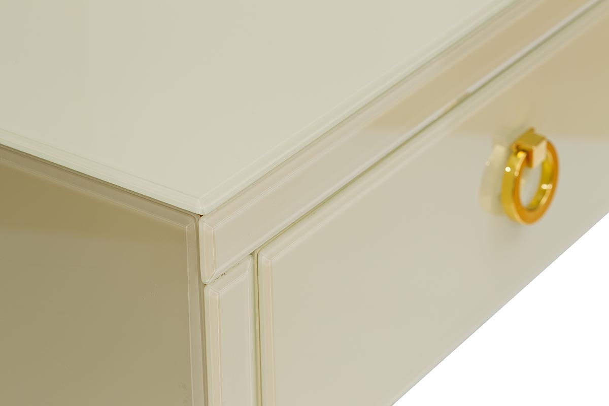 Тумбочка с выдвижным ящиком и стеклянными панелями бежевая Garda Decor KFC763E7