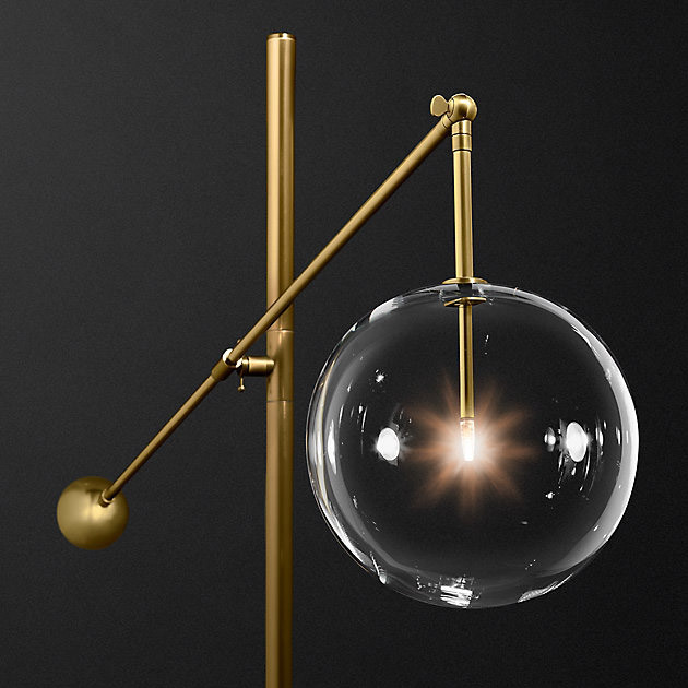 Напольный светильник Restoration Hardware Glass Globe Mobile Lever Lacquered Burnished Brass