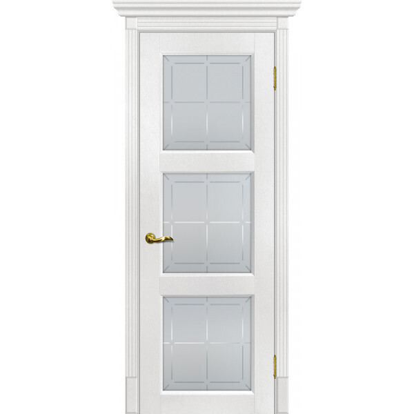 Межкомнатная дверь Graf Тоскана-4 Сатинат с художественным рисунком решетка Пломбир (2000 х 800)