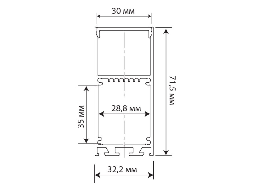 Накладной/подвесной алюминиевый профиль Donolux DN18515H3RAL9003