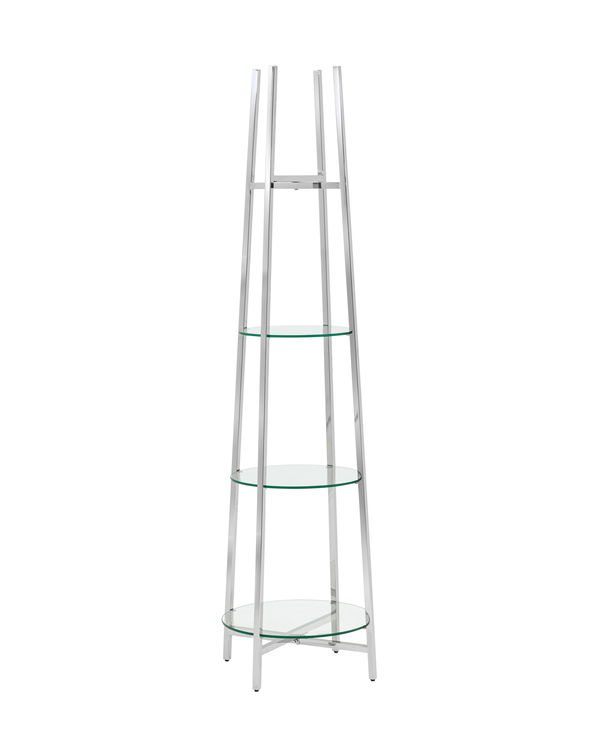 Стеллаж Ланс прозрачное стекло сталь серебро Stool Group