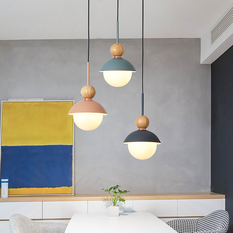 Подвесной светильник POMPON WOOD Голубой by ImperiumLoft