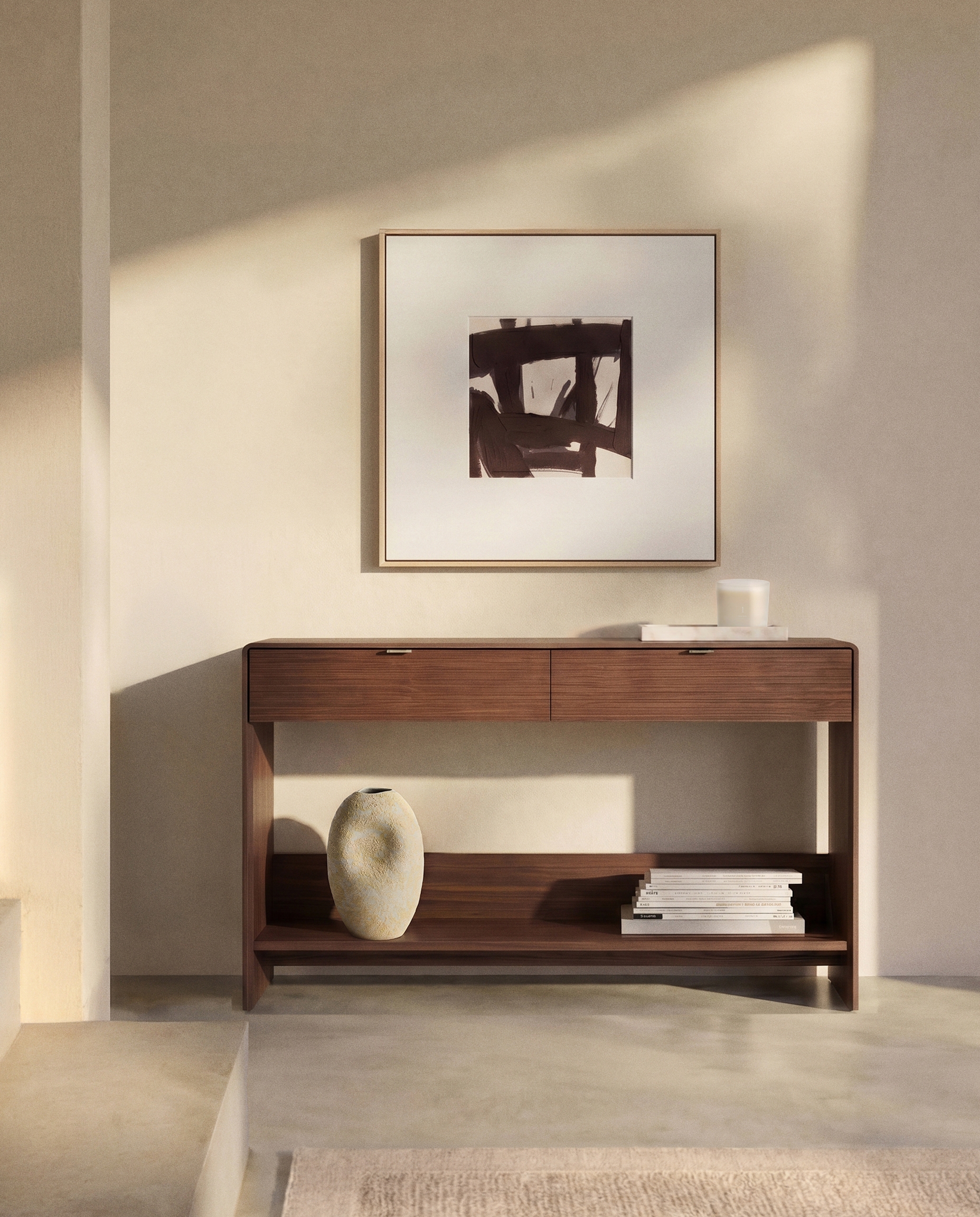 Буфет Norlen с 2 ящиками и полкой из орехового шпона 120 x 81 см La Forma 463575