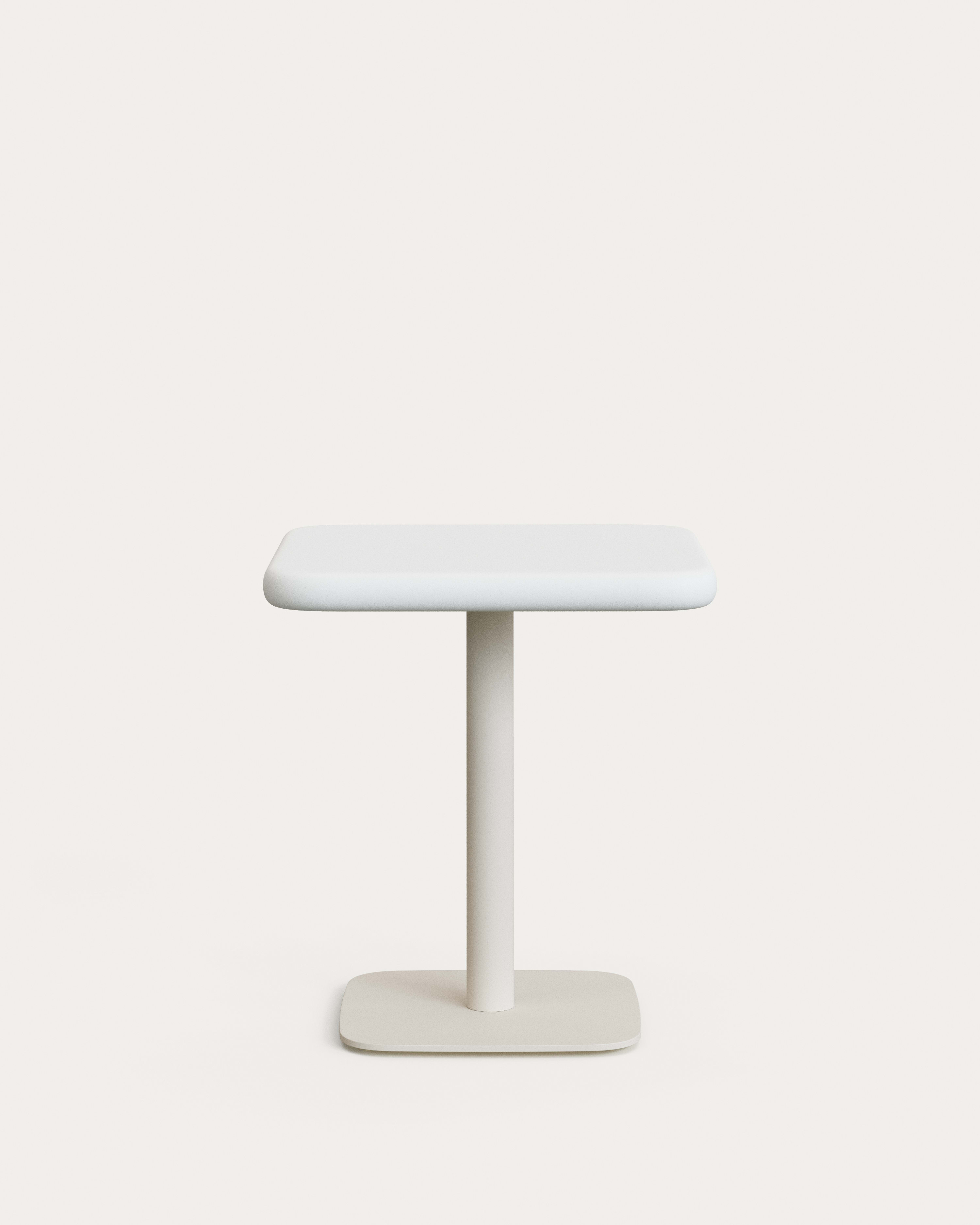 Уличный стол Dina белый из цемента и стали со столешницей 70х70 см La Forma 263219