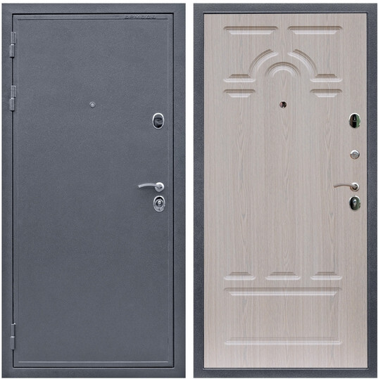 Дверь входная Graf Лондон 2 Антик серебро / МДФ 6 мм ФЛ-58 Дуб беленый