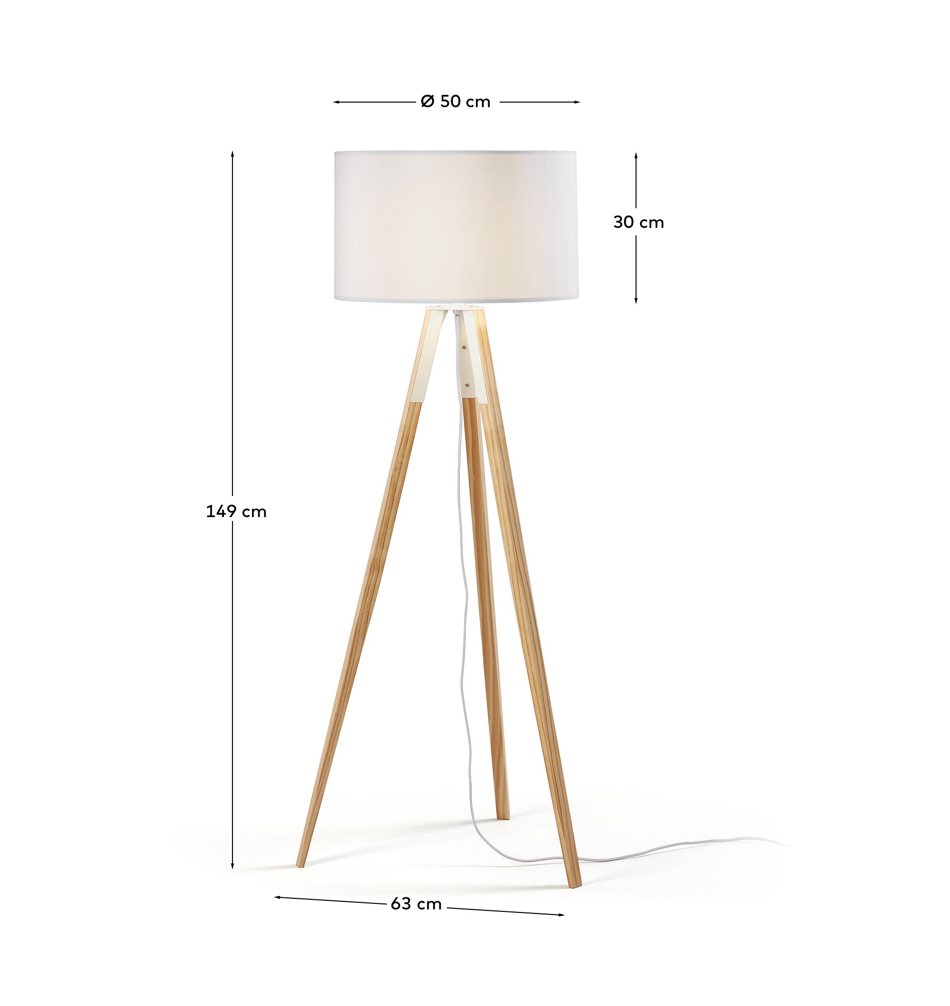 Торшер Uzagi белый и дерево La Forma (ex Julia Grup)