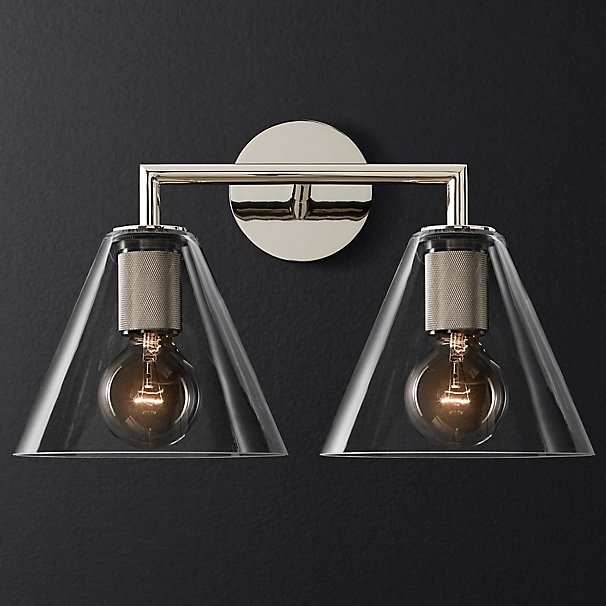 Бра Rh Utilitaire Funnel Shade Double Sconce Silver By Imperiumloft