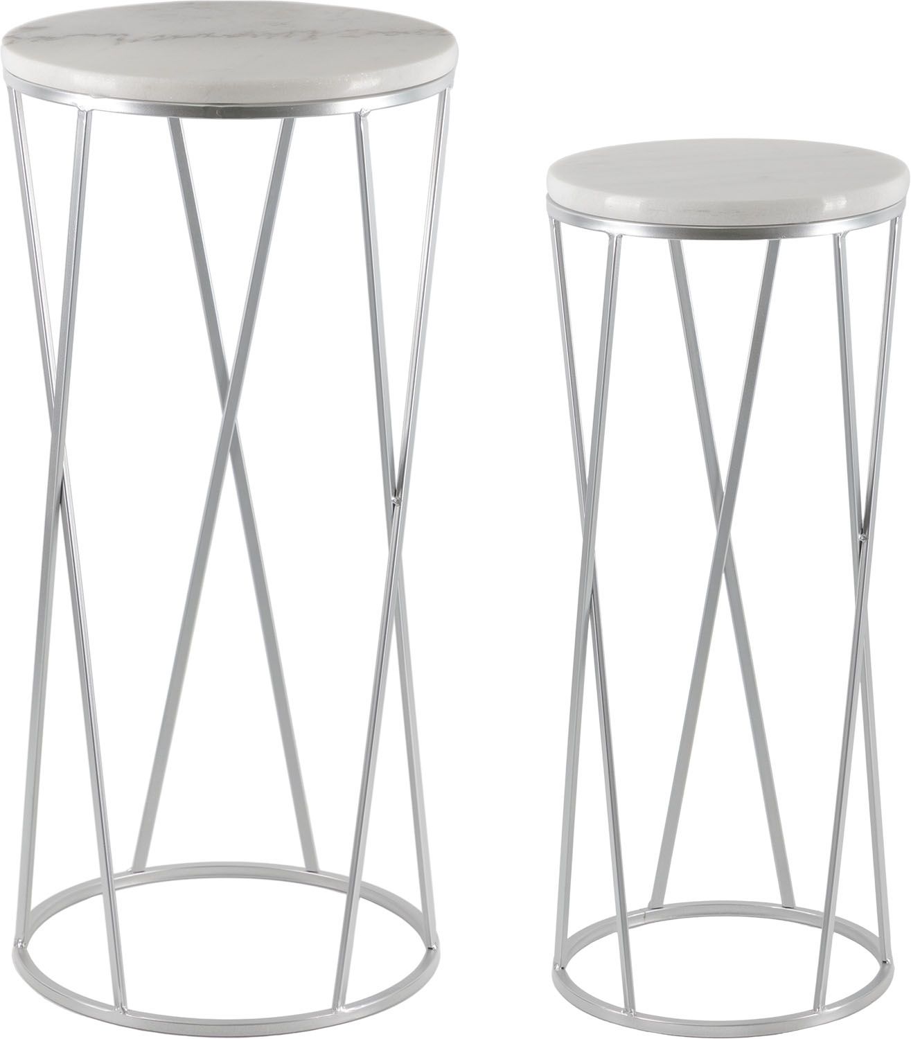 Столики приставные с белым мрамором, набор, Glasar 54-196/195