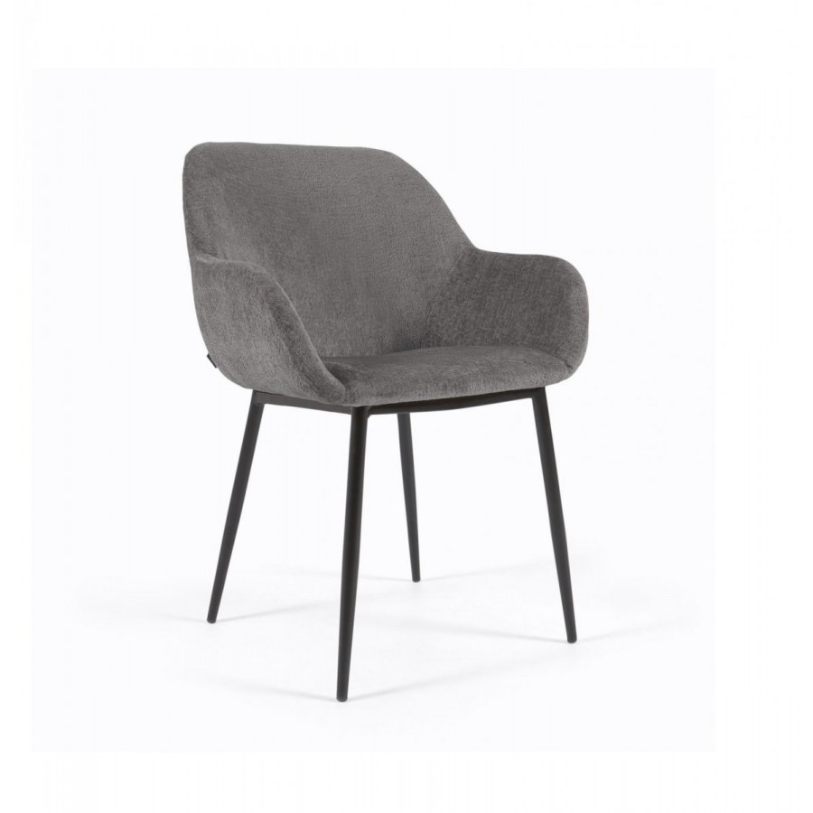 Стул Konna темно-серый из мягкой синели с черными ножками La Forma (ex Julia Grup)