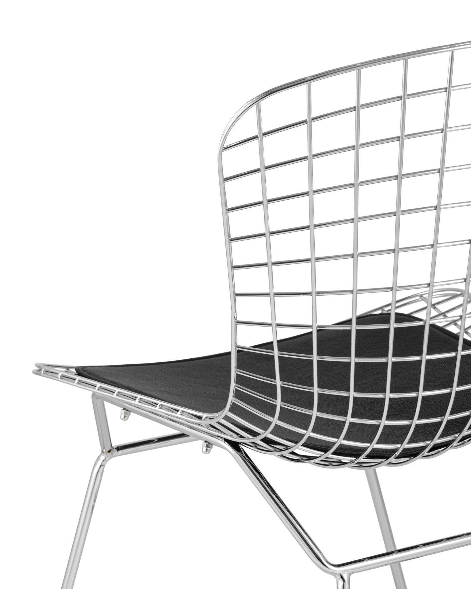 Стул обеденный Bertoia хромированный с черной подушкой Stool Group