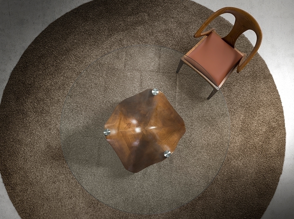 Круглый обеденный стол из закаленного стекла и ореха 1126-Ø130 Angel Cerda