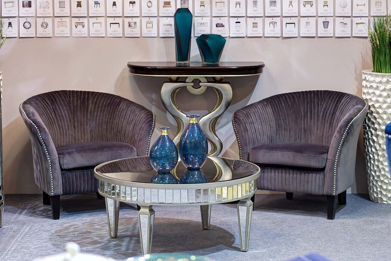 Стол зеркальный круглый низкий Garda Decor KFC247