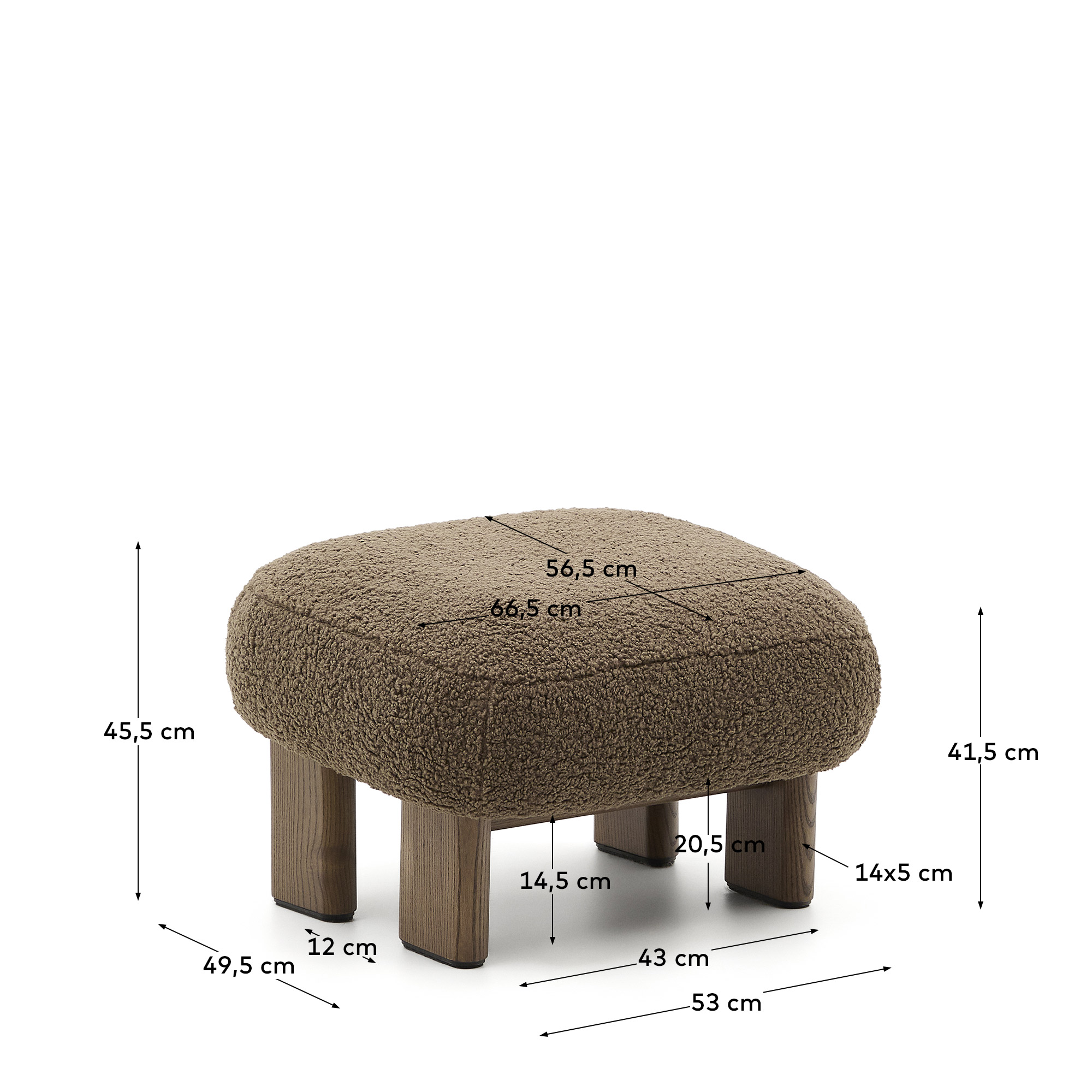 Пуф Cabana Taupe Boucle с ножками в отделке орех 65x55,4 La Forma (ex Julia Grup)