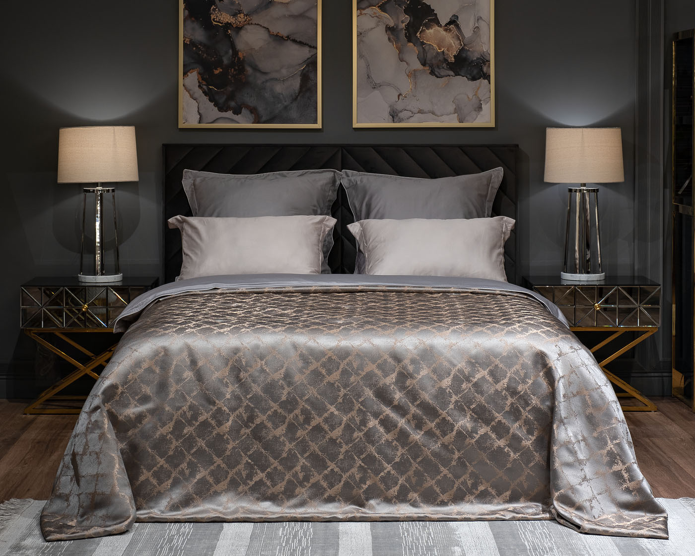 Покрывало TRENTO 260х260см серое Garda Decor GD-GAB1306-POKR SER