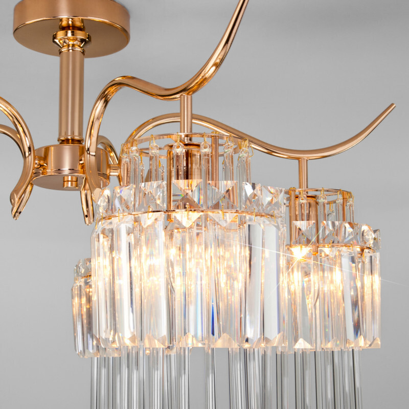 Люстра на штанге Eurosvet 10119/5 золото/прозрачный хрусталь Strotskis