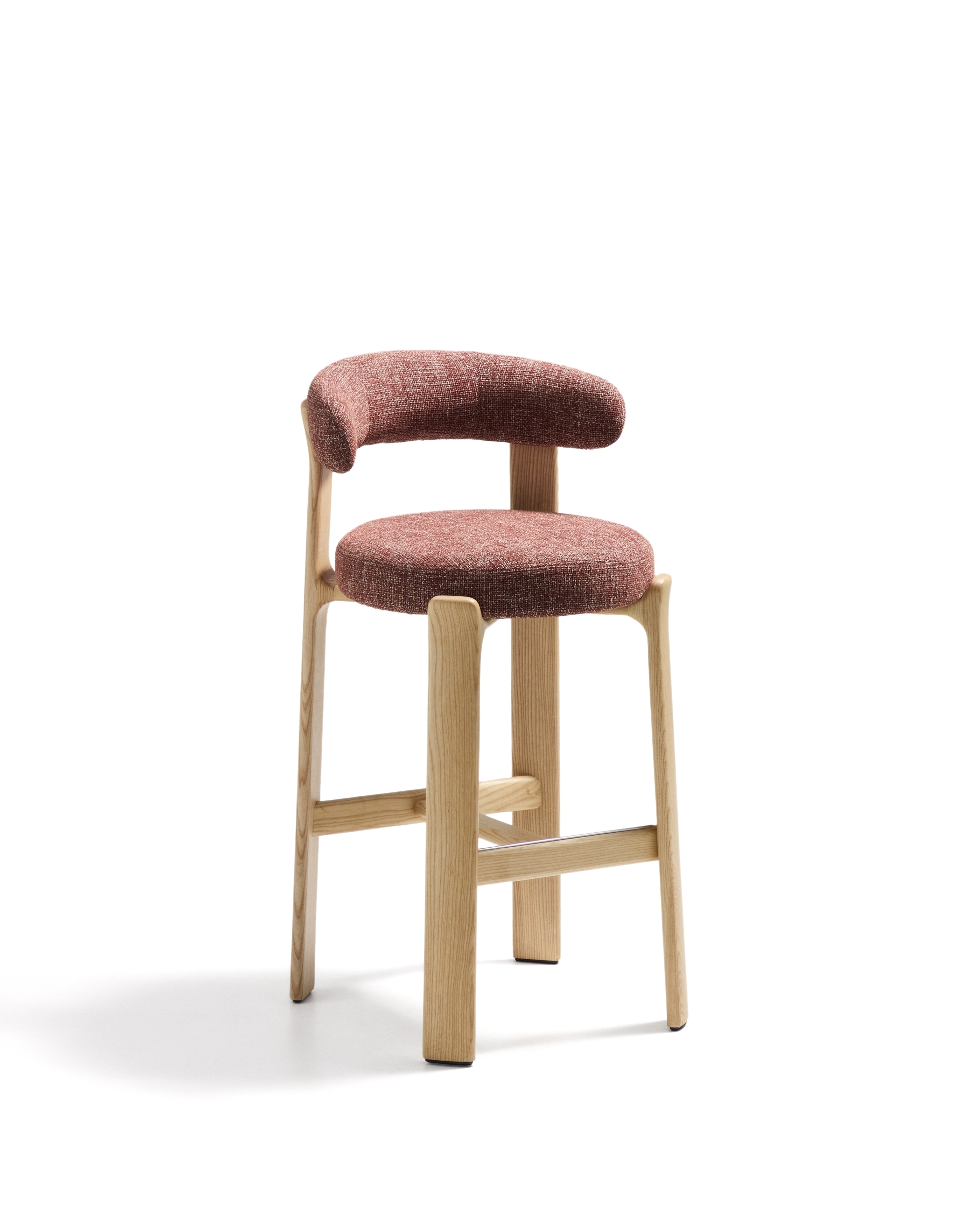 Барный стул Granite из терракотовой синели и ясеня с натуральной отделкой 75 см La Forma (ex Julia Grup)