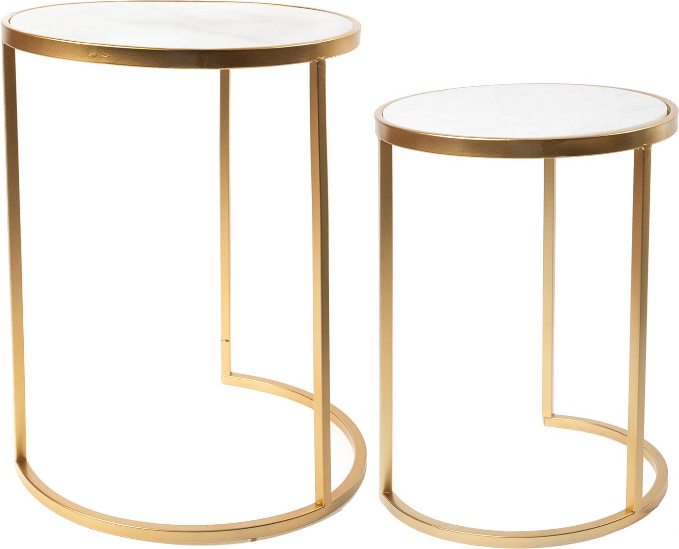 Столики приставные с белым мрамором, набор Glasar 54-096/095