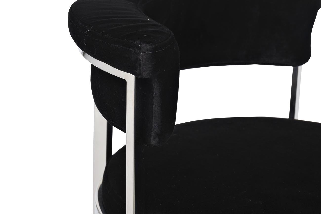 Стул барный черный велюровый (хром) Garda Decor GY-B8216-BL