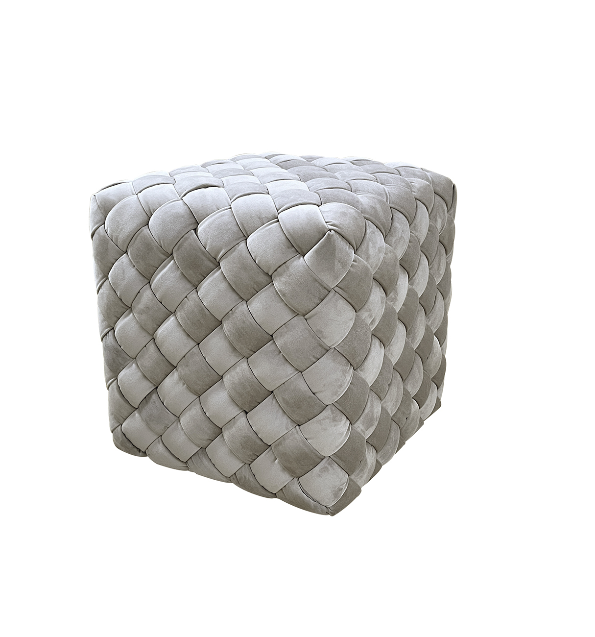 Пуф плетеный велюровый серо-бежевый Garda Decor N-PUF-190 BEG