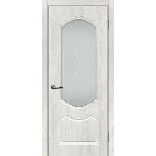 Межкомнатная дверь Graf Сиена-2 Сатинат, контурный полимер серебро Дуб жемчужный (2000 х 700)