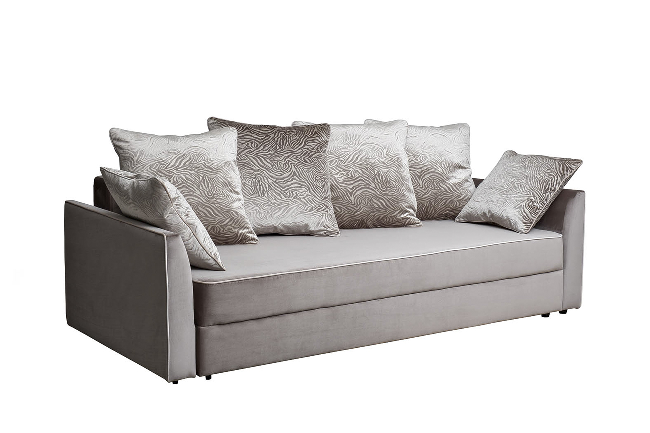 Диван Mores трехместный раскладной вельвет бежевый Garda Decor MORES(K)-Velv SBEG+Velv ECRU+Umbr SBEG