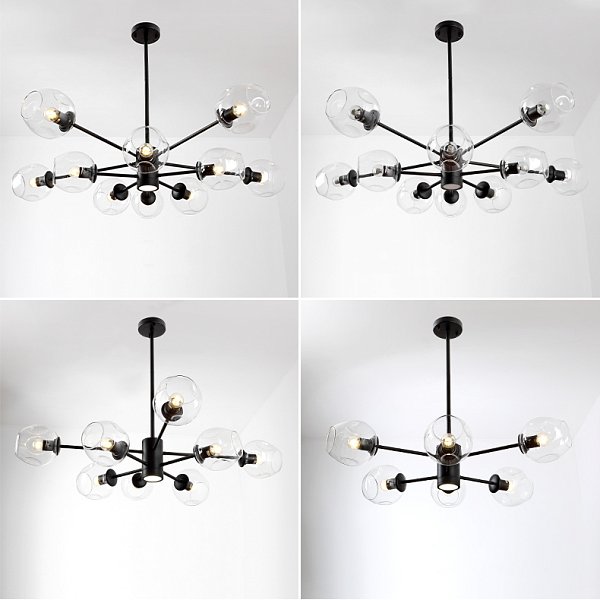 Люстра на штанге MARINE D104 10 lamps Black/Transparent by ImperiumLoft