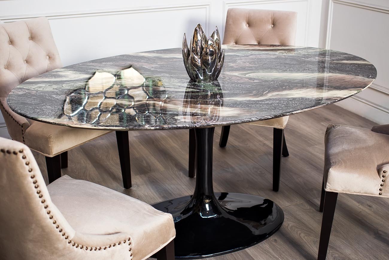 Стол обеденный овальный черный Garda Decor 33FS-DT3056-BL