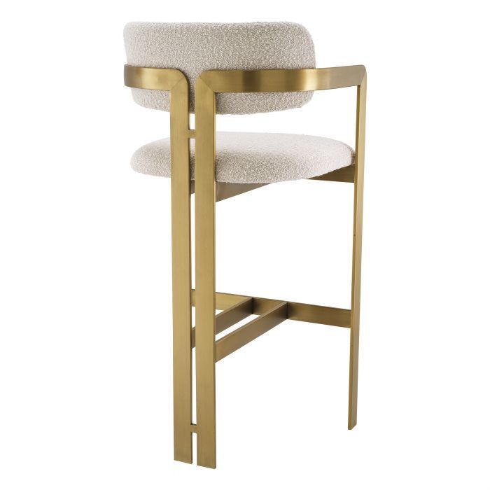 Стул барный Eichholtz Donato brushed brass bouclé cream 115048