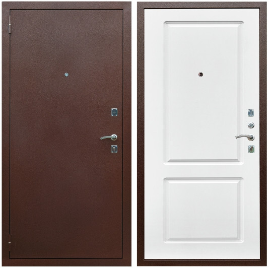 Дверь входная Graf Эконом Антик медь / МДФ 16 мм ФЛ-117 Белый матовый